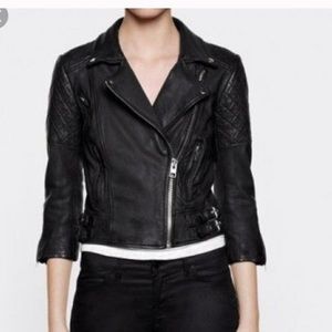 Allsaints Cropped Voxan Leather Jacket
